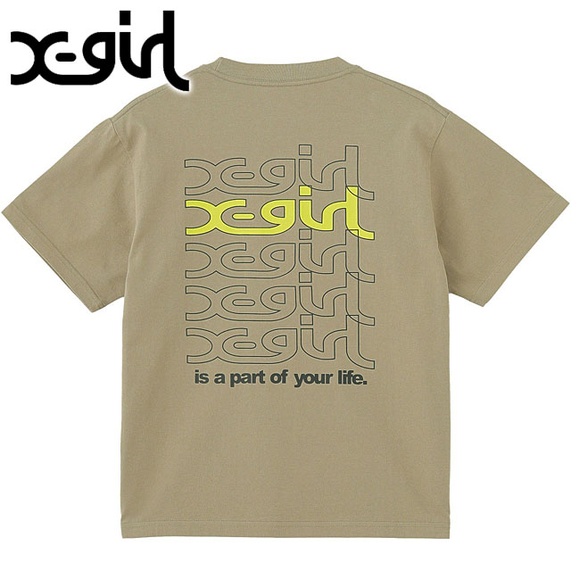 エックスガール X-girl リピートミルズロゴ ショートスリーブTシャツ [105252011005 SU25] REPEAT MILLS LOGO S/S TEE レディース 半袖 xgirl BEIGE ベージュ 【メール便配送】