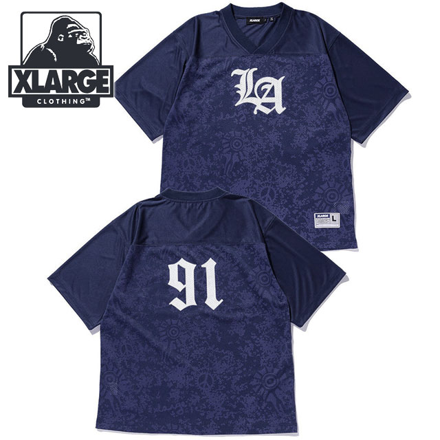 エクストララージ XLARGE オールドイングリッシュ フットボールジャージ [101252011028 SU25] OLD ENGLISH FOOTBALL JERSEY メンズ x-large エックスラージ カットソー 半袖 スポーツ NAVY
