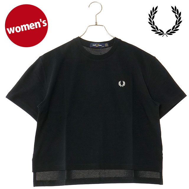 フレッドペリー FRED PERRY ピケ Tシャツ [G9184-102 SS25Q2] PIQUE T-SHIRT レディース トップス 半袖 鹿の子 BLACK 【メール便配送】 正規取扱店
