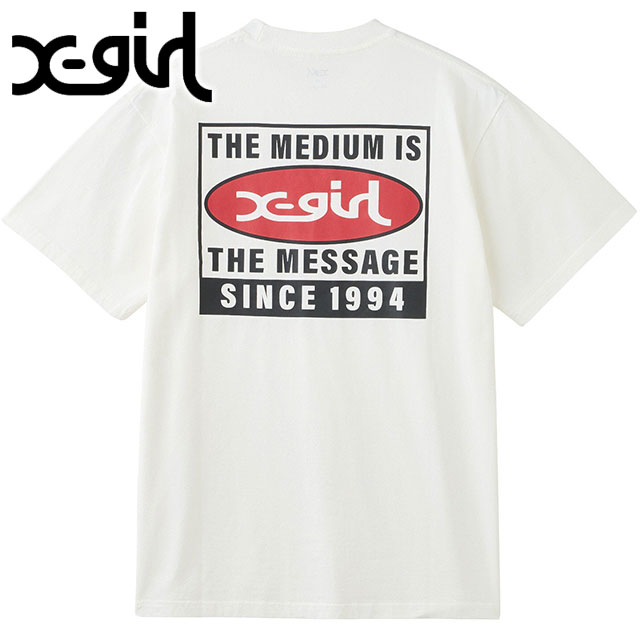 エックスガール X-girl ボックスロゴショートスリーブTシャツ [105258011001 SS25SPOT] BOX LOGO S/S TEE レディース xgirl 半袖 WHITE 【メール便配送】