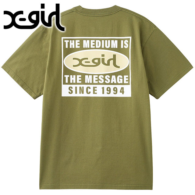 エックスガール X-girl ボックスロゴショートスリーブTシャツ [105258011001 SS25SPOT] BOX LOGO S/S TEE レディース xgirl 半袖 OLIVE 【メール便配送】