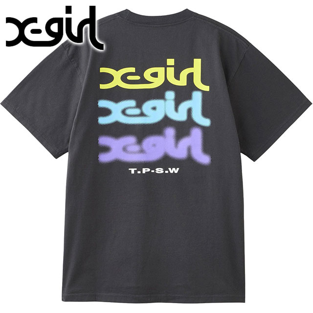 エックスガール X-girl グローロゴショートスリーブTシャツ [105258011004 SS25SPOT] GLOW LOGO S/S TEE レディース xgirl 半袖 CHARCOAL 【メール便配送】