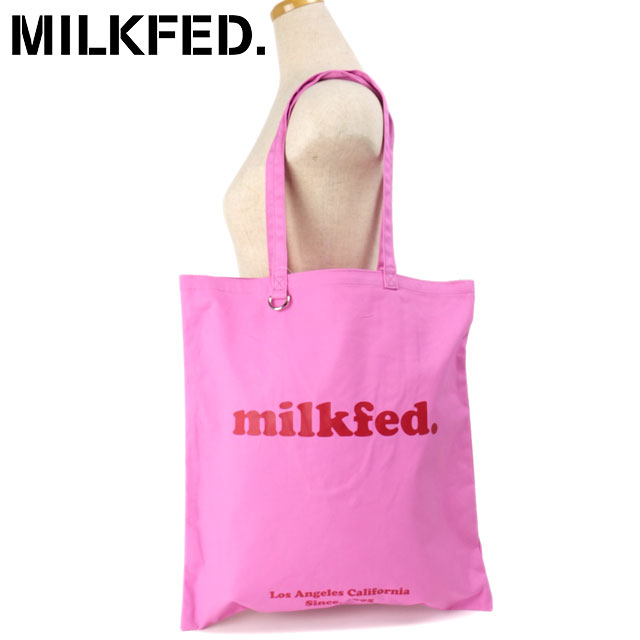 ミルクフェド MILKFED. フラット ライト トート クーパー ウィロゴ [103223053005 FW24] FLAT LIGHTTOTE COOPER OUI LOGO レディース 鞄 キャンバストート 大きめ PINK 正規取扱店