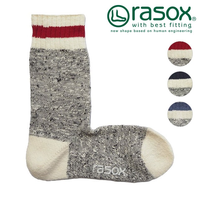 ラソックス rasox 靴下 スラブライン・クルー [CA240CR06 FW24] メンズ・レディース 日本製 杢柄 クルーソックス 【メール便配送】 正規取扱店