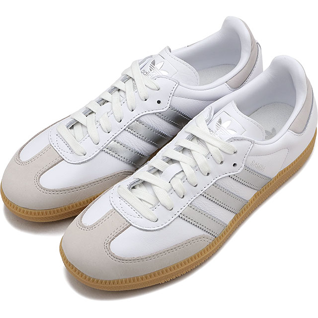 美品　adidas samba og 24.5 リボンチャーム ホワイト　グレー 美品 adidas samba og 24.5 リボンチャーム ホワイト グレー