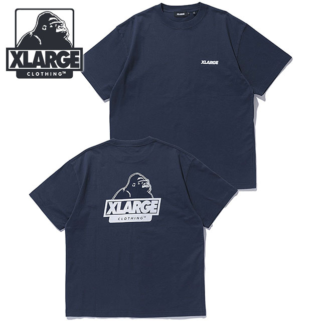 エクストララージ XLARGE スランテッドOG ショートスリーブTシャツ [101253011001 FW25] SLANTED OG S/S TEE メンズ トップス 半袖 NAVY 【メール便配送】 正規取扱店