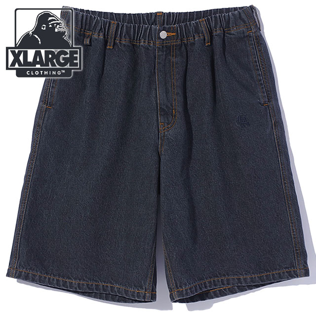 プリーツプリーズ　ハーフパンツ　ショートパンツ　デニム転写　ブラック　黒　Ｌ SATOSHI NAKAMOTO (サトシナカモト) Denim Moto Short / Black Denim