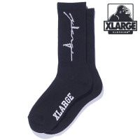 ȥ顼 XLARGE ǥȡ å [101253054001 FW25] DISTORTION LOGO SOCKS   롼å BLACK ڥ᡼ 谷Ź