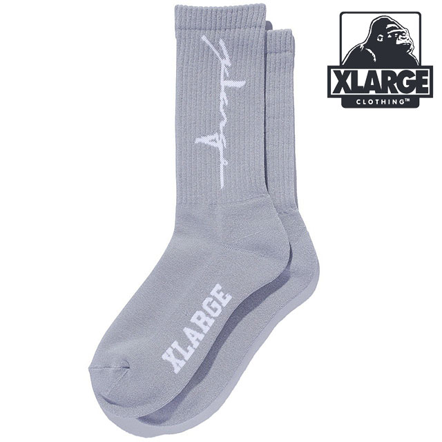 エクストララージ XLARGE ディストーション ロゴソックス [101253054001 FW25] DISTORTION LOGO SOCKS メンズ 靴下 クルーソックス GREY 【メール便配送】