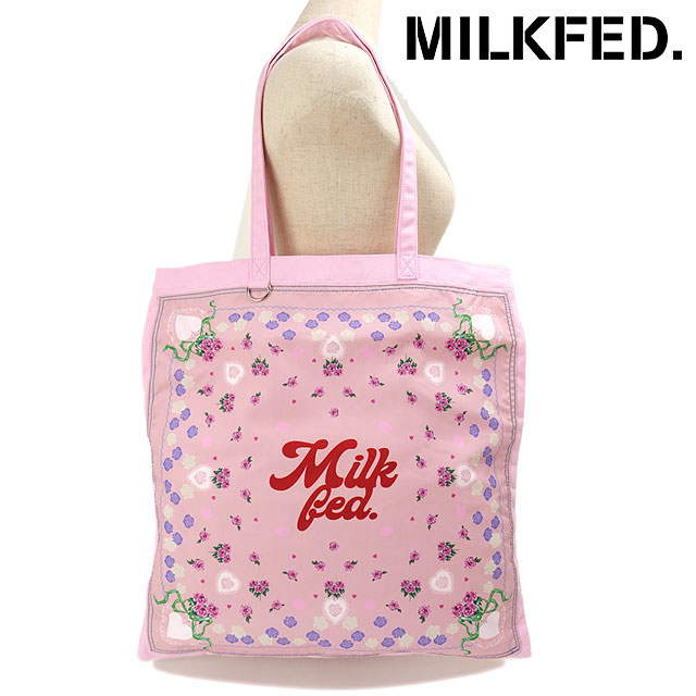 ミルクフェド MILKFED. フラワーパターンバンダナバッグ [103253053001 FW25] FLOWER PATTERN BANDANA BAG レディース 鞄 トートバッグ 肩掛け LtPINK 正規取扱店