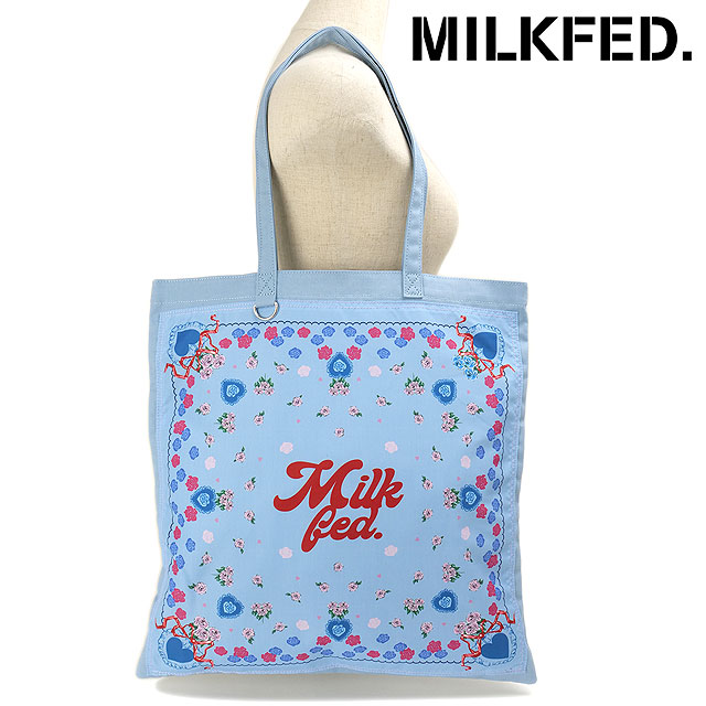 ミルクフェド MILKFED. フラワーパターンバンダナバッグ [103253053001 FW25] FLOWER PATTERN BANDANA BAG レディース 鞄 トートバッグ 肩掛け LtBLUE 正規取扱店