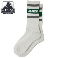 エクストララージ XLARGE ラインソックス [101253054004 FW25] LINE SOCKS メンズ 靴下 クルーソックス ASH 【メール便配送】 正規取扱店|XLARGE（エクスト
