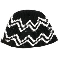 ニューエラ NEW ERA クロシェニット ニット バケットハット [14667698 FW25] CROCHET KNIT BUCKET レディース 帽子 ブラック/ホワイト 【メール便配送】 正規