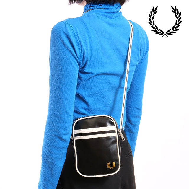 フレッドペリー FRED PERRY クラシック スモールサイドバッグ [L1179-D57 FW25] 1L CLASSIC SMALL SIDE BAG メンズ・レディース 鞄 ショルダーポーチ ミニショルダーバッグ BLACK/ECRU 正規取扱店