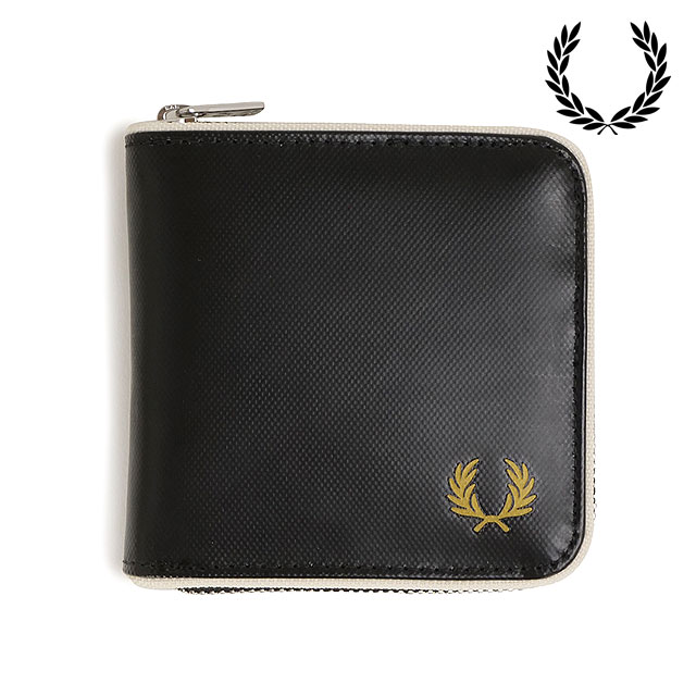 フレッドペリー FRED PERRY クラシックジップアラウンドウォレット [L1195-D57 FW25] CLASSIC ZIP AROUND WALLET メンズ・レディース 2つ折り財布 ミニウォレット BLACK/ECRU 【メール便配送】 正規取扱店