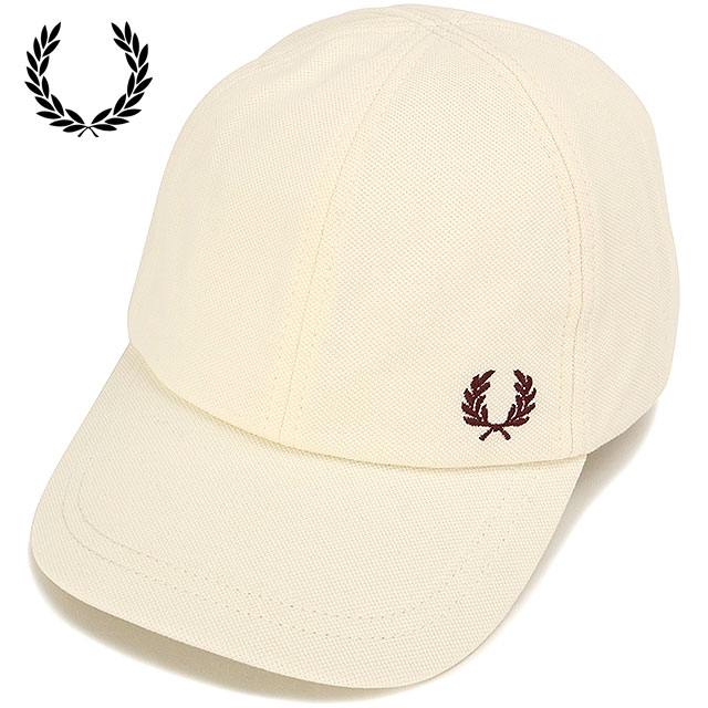 【SALE】フレッドペリー FRED PERRY ピケ クラシックキャップ [HW6726-V84 FW25]　フレッド・ペリー FREDPERRY PIQUE CLASSIC CAP メンズ・レディース 帽子 鹿の子 サイズ調整可能 ECRU/OXBLOOD 正規取扱店【ts】