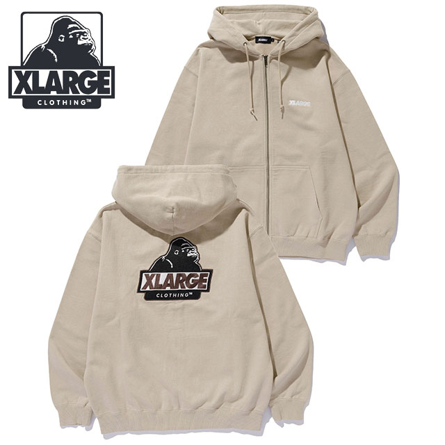 エクストララージ XLARGE スランテッドOG ジップフーデッドスウェットシャツ [101253012004 FW25] SLANTED OG ZIP HOODED SWEATSHIRT メンズ トップス パーカー BEIGE 正規取扱店