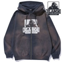 エクストララージ XLARGE ディスチャージプリンテッドOG ジップフーデッドスウェットシャツ [101253012005 FW25] DISCHARGE PRINTED OG ZIP HOODED
