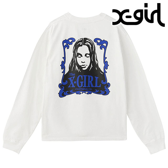エックスガール X-girl オーナメントフェイス ロングスリーブTシャツ [105253011015 FW25] ORNAMENT FACE L/S TEE レディース xgirl トップス カットソー 長袖 WHITE 【メール便配送】 正規取扱店