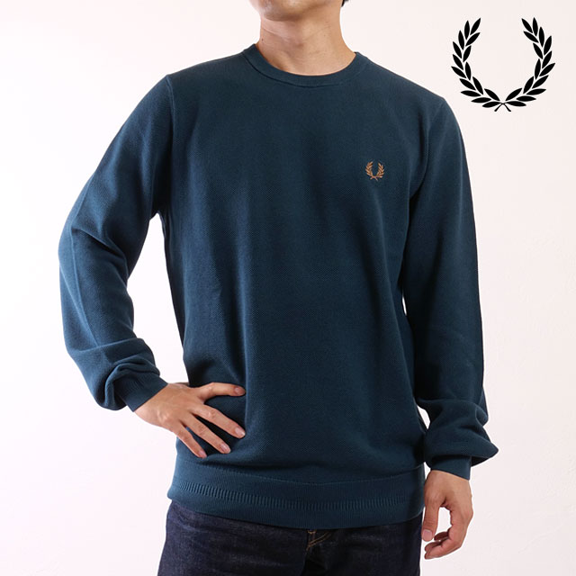 フレッドペリー FRED PERRY ピケステッチジャンパー [K1309-Z23 FW25] PIQUE STITCH JUMPER メンズ トップス セーター クルーネックニット DARK-PETROL 正規取扱店