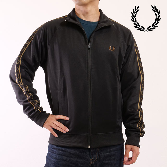 【SALE】フレッドペリー FRED PERRY メンズ コントラストテープ トラックジャケット [J5557-S77 FW25]　フレッド・ペリー FREDPERRY CONTRAST TAPE TRACK JACKET アウター トラックトップ ブルゾン ジャージ上 BLACK/SHADEDSTONE 正規取扱店【ts】