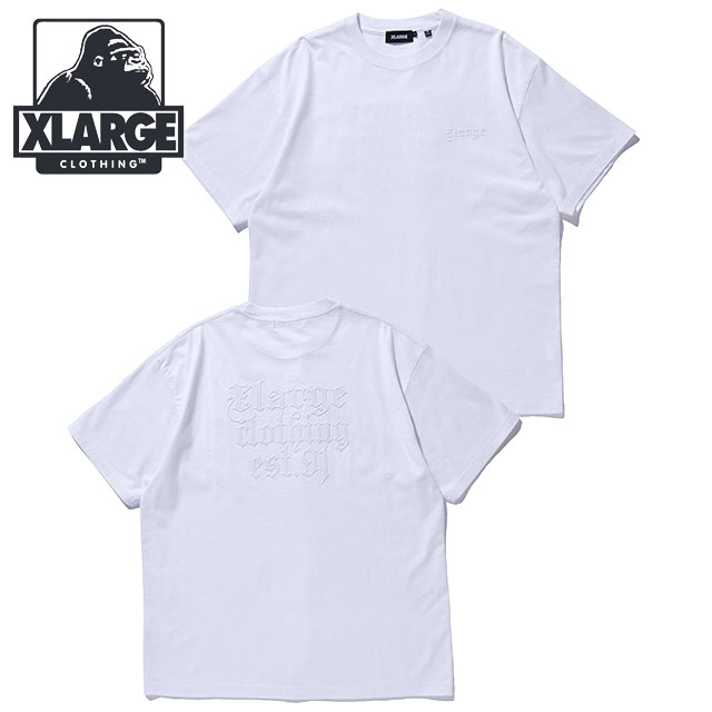エクストララージ XLARGE エンボスド オールドイングリッシュ ショートスリーブ Tシャツ [101253011031 SS25SPOT] EMBOSSED OLD ENGLICH S/S TEE メンズ x-large エックスラージ 半袖 WHITE 【メール便配送】