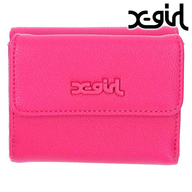 エックスガール X-girl フェイクレザー ミニウォレット [105234054017] FAUX LEATHER MINI WALLET レディース xgirl 三つ折り財布 ミニ財布 PINK 正規取扱店