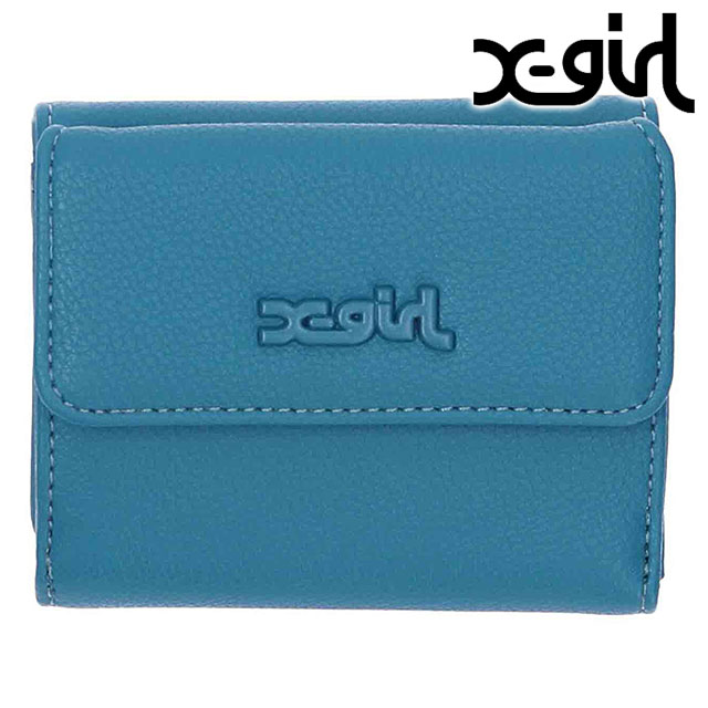 エックスガール X-girl フェイクレザー ミニウォレット [105234054017] FAUX LEATHER MINI WALLET レディース xgirl 三つ折り財布 ミニ財布 BLUE