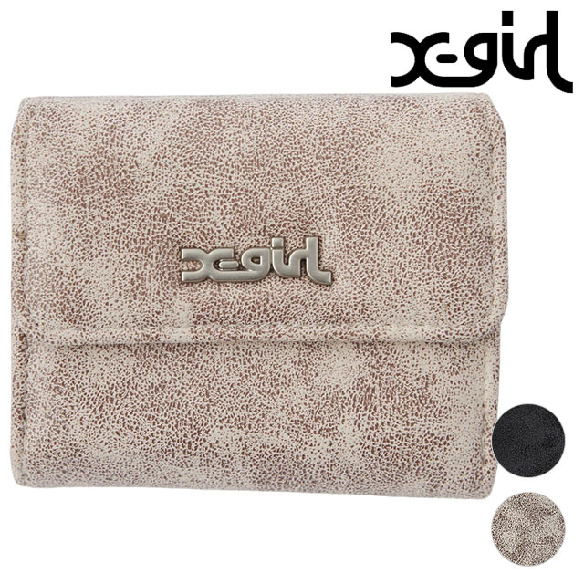 エックスガール X-girl ディストレス フェイクレザー ミニウォレット [105244054012] DISTRESSED FAUX LEATHER MINI WALLET レディース 小物 ミニ財布 三つ折り財布 正規取扱店
