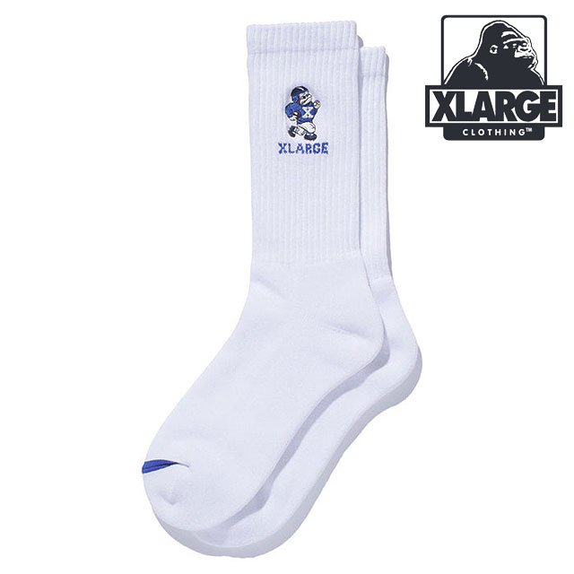 エクストララージ XLARGE フットボール ロゴソックス [101253054003 FW25] FOOTBALL LOGO SOCKS メンズ 靴下 クルーソックス WHITE 【メール便配送】