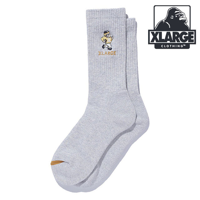 エクストララージ XLARGE フットボール ロゴソックス [101253054003 FW25] FOOTBALL LOGO SOCKS メンズ 靴下 クルーソックス ASH 【メール便配送】