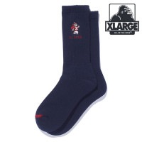 エクストララージ XLARGE フットボール ロゴソックス [101253054003 FW25] FOOTBALL LOGO SOCKS メンズ 靴下 クルーソックス NAVY 【メール便配送】 正