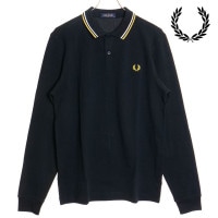 フレッドペリー FRED PERRY ロングスリーブ ツインティップド ポロシャツ [M3636-W53] LS TWIN TIPPED SHIRT メンズ トップス 長袖 鹿の子 NAVY/ECRU