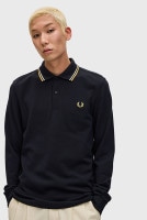フレッドペリー FRED PERRY ロングスリーブ ツインティップド ポロシャツ [M3636-W53] LS TWIN TIPPED SHIRT メンズ トップス 長袖 鹿の子 NAVY/ECRU