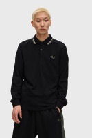 եåɥڥ꡼ FRED PERRY 󥰥꡼ ĥƥåץ ݥ [M3636-W54] LS TWIN TIPPED SHIRT  ȥåץ Ĺµ λ BLACK/ECRU/LAUREL-GREEN 谷Ź