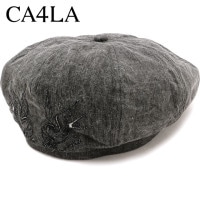 カシラ CA4LA ベレー帽 [DOU02042 FW25] SWALLOW M BERET メンズ・レディース 帽子 ハンチング フリーサイズ ウォッシュ加工 BLACK 正規取扱店|CA4LA （