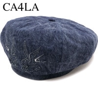 カシラ CA4LA ベレー帽 [DOU02042 FW25] SWALLOW M BERET メンズ・レディース 帽子 ハンチング フリーサイズ ウォッシュ加工 NAVY 正規取扱店|CA4LA （カ