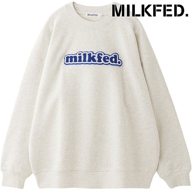 ミルクフェド MILKFED. クーパーロゴ ワイドクルースウェットトップ [103253012004 FW25] COOPER LOGO WIDE CREW SWEAT TOP レディース トップス トレーナー 定番 ゆったり OATMEAL 正規取扱店