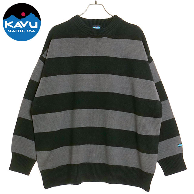 カブー KAVU ボーダーニット [19823012] Border Knit メンズ トップス クルーネックセーター Black/Grey 正規取扱店