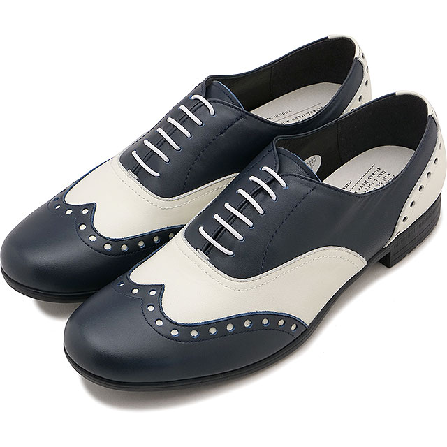 【返品送料無料】ショセ トラベルシューズ TRAVEL SHOES by chausser トラベル シューズ バイ ショセ ウィングチップ レースアップシューズ [TR-004 FW25] Wing tip shoes レディース 靴 日本製 防水 ビブラム ネイビーガラス/ホワイトコンビ NV/WHC 正規取扱店