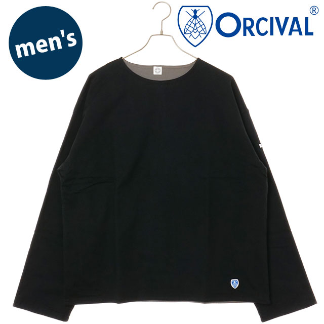 オーシバル ORCIVAL ボートネック ロングスリーブプルオーバー [OR-C0496-MMZ FW25] BOAT NECK L/S PULLOVER メンズ トップス カットソー 長袖Tシャツ BLACK/CHARCOAL 正規取扱店