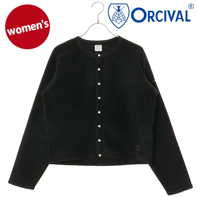 オーシバル ORCIVAL クルーネック カーディガン [OR-C0378-EFC FW25] CREW NECK CARDIGAN レディース トップス 羽織り 長袖 軽量 フリース BLACK 正規取扱店