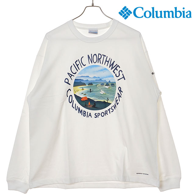 コロンビア Columbia レイクトゥアベニューグラフィックロングスリーブTシャツ [PM0529-125 FW25] Lake to Avenue Graphic LS Tee メンズ カットソー 長袖 速乾 Sea-Salt/PNW 【メール便配送】【s】