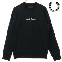 フレッドペリー FRED PERRY エンブロイダード スウェットシャツ [M4727-102 FW25] EMBROIDERED SWEATSHIRT メンズ トップス トレーナー 長袖 BLACK