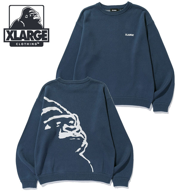 エクストララージ XLARGE OG クルーネックニット [101253015001 FW25] OG CREWNECK KNIT メンズ コットンニット NAVY