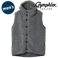 ジムフレックス Gymphlex ボアフーデッドベスト [#J-1069 BOA FW25] BOA HOODED VEST メンズ アウター 前ボタン DK.HEATHER-GREY(NAVY) 正