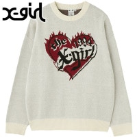 エックスガール X-girl ハートロゴ ジャガードニットトップ [105253015005 FW25] HEART LOGO JACQUARD KNIT TOP レディース xgirl トップス セ
