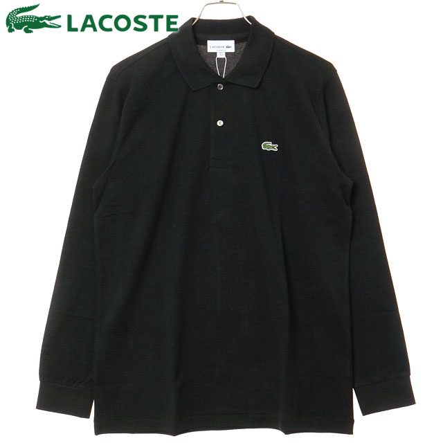 ラコステ LACOSTE メンズ オリジナルフィット長袖ポロシャツ [L1312MJ-99-031 FW25] 日本製 Classic Fit トップス 長袖 鹿の子ポロシャツ ブラック 正規取扱店