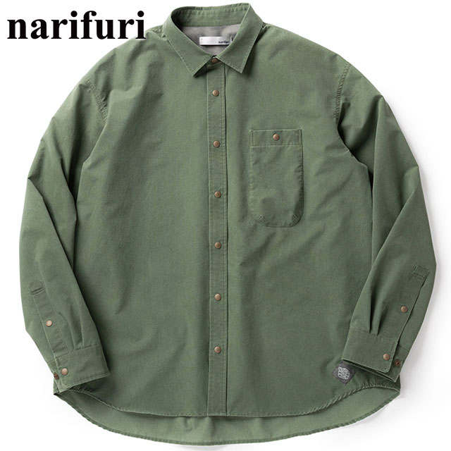 ナリフリ narifuri NFC ピグメントメッシュシャツ [NF4059-059 FW25] メンズ トップス 長袖 ストレッチ アウトドア カジュアル D.OLIVE 正規取扱店