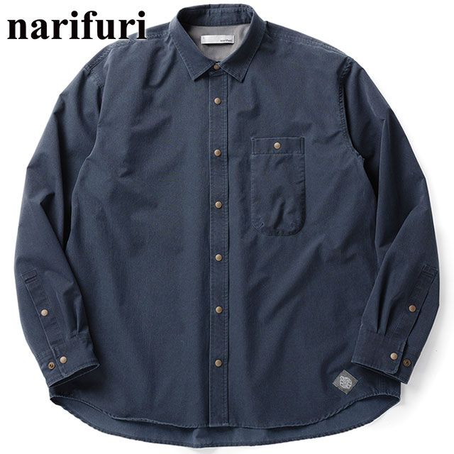 ナリフリ narifuri NFC ピグメントメッシュシャツ [NF4059-082 FW25] メンズ トップス 長袖 ストレッチ アウトドア カジュアル D.NAVY 正規取扱店